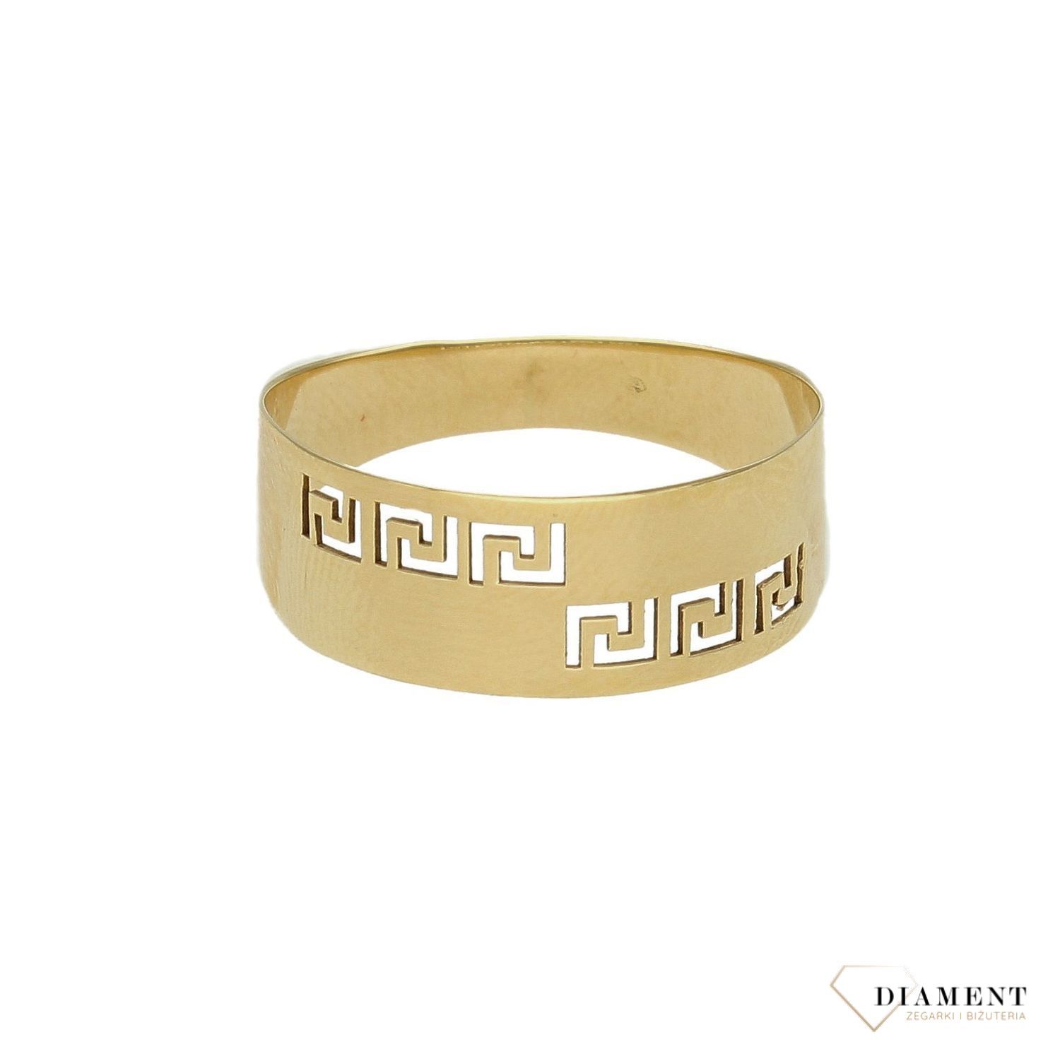 Złoty szeroki pierścionek damski 585 “Droga grecka” PI 3353. Ponadczasowy wzór inspirowany ikonami sztuki jubilerskiej podkreśli (2).jpg